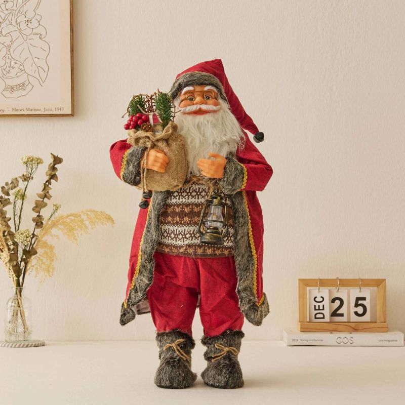 Christmas,Linen Red Knitted Santa Claus - Lantern